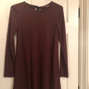 Eggplant-colored Long-sleeve Dress